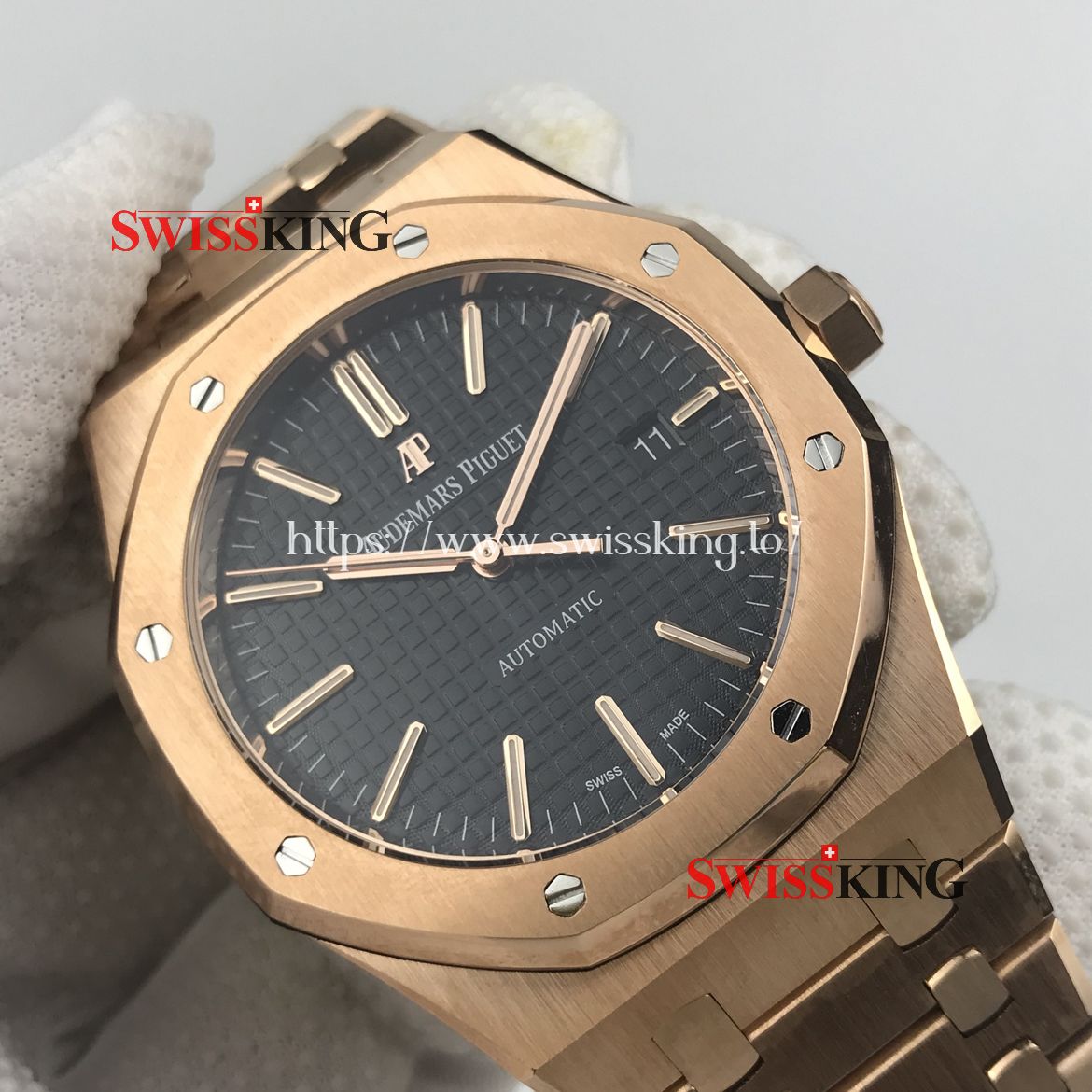 AUDEMARS PIGUET ROYAL OAK 15400 CARAT PINK GOLD 41MM BLACK DIAL