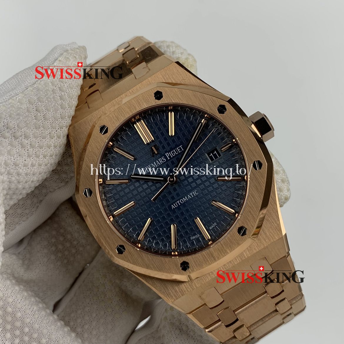 AUDEMARS PIGUET ROYAL OAK 15400 CARAT PINK GOLD 41MM BLUE DIAL