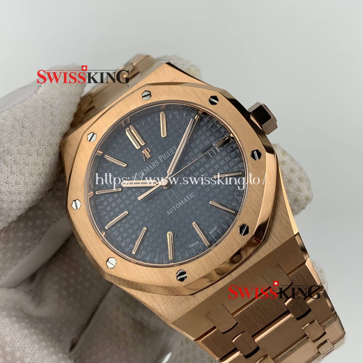 AUDEMARS PIGUET ROYAL OAK 15400 CARAT PINK GOLD 41MM BLUE DIAL