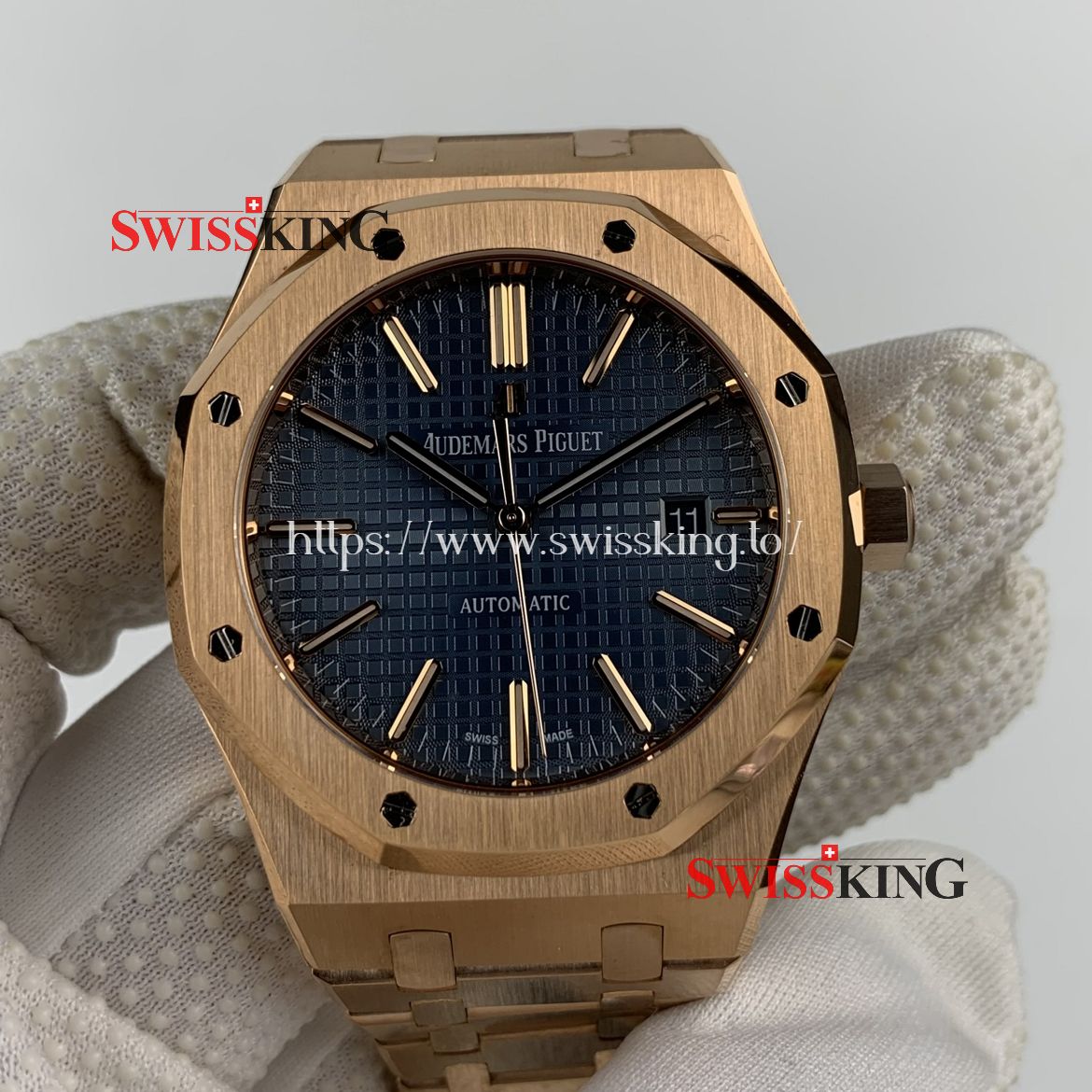 AUDEMARS PIGUET ROYAL OAK 15400 CARAT PINK GOLD 41MM BLUE DIAL