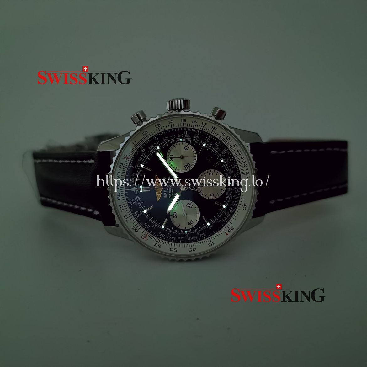 BREITLING NAVITIMER 01 CHRONOGRAPH BLACK DIAL LEATHER STRAP