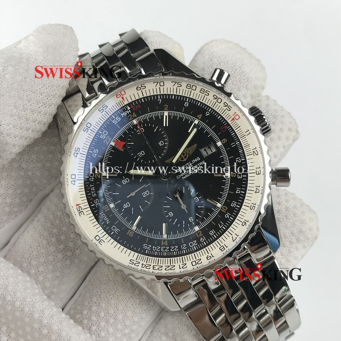 BREITLING NAVITIMER WORLD GMT A24322 BLACK DIAL