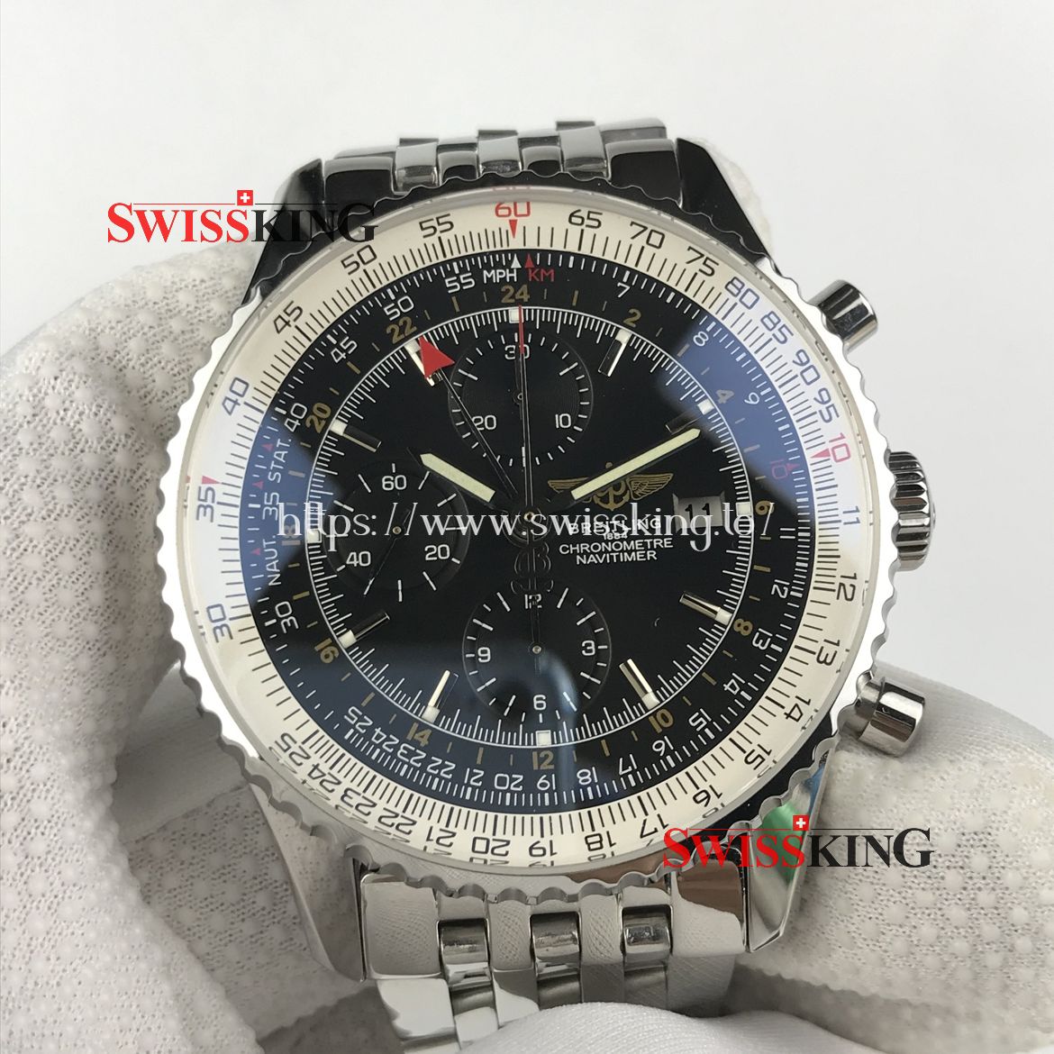 BREITLING NAVITIMER WORLD GMT A24322 BLACK DIAL