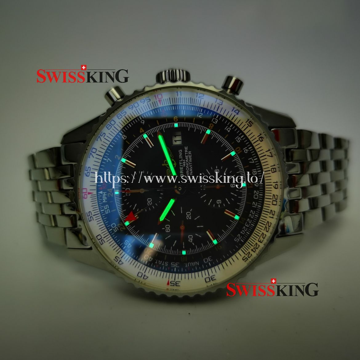 BREITLING NAVITIMER WORLD GMT A24322 BLACK DIAL