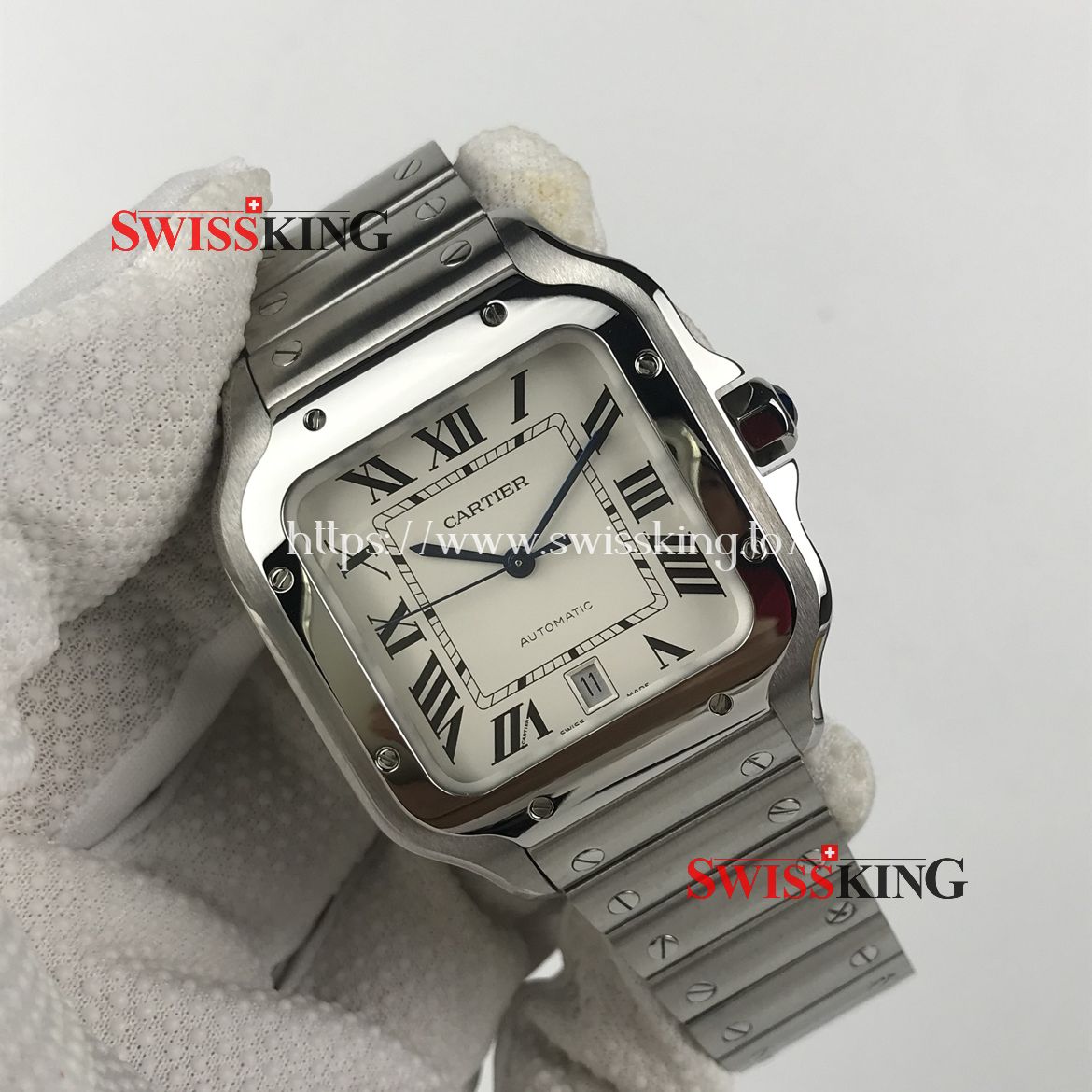 CARTIER SANTOS LARGE MEN'S 39.8MM SILVER OPALINE