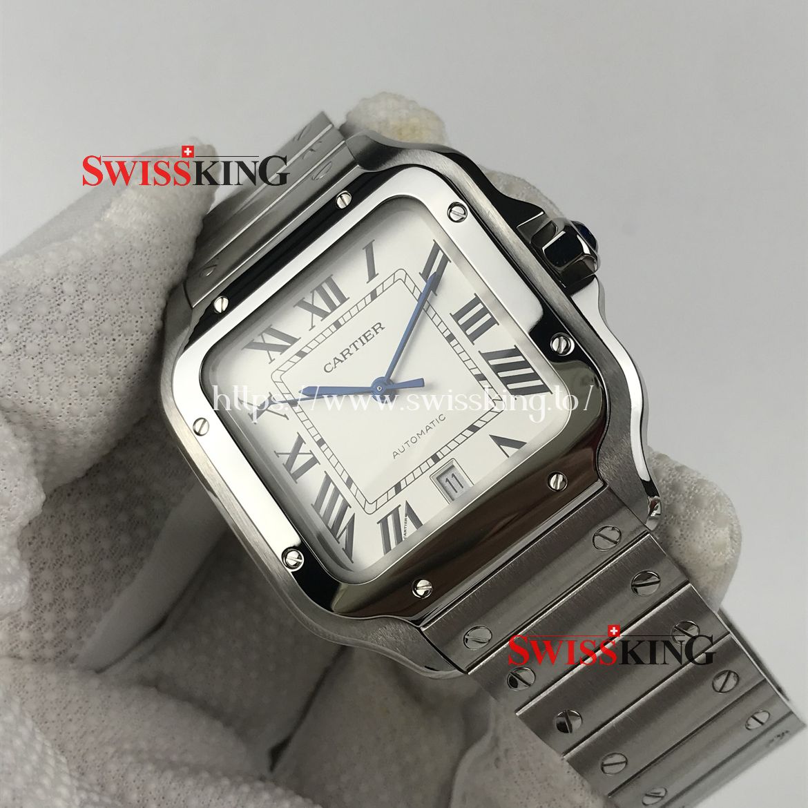 CARTIER SANTOS LARGE MEN'S 39.8MM SILVER OPALINE