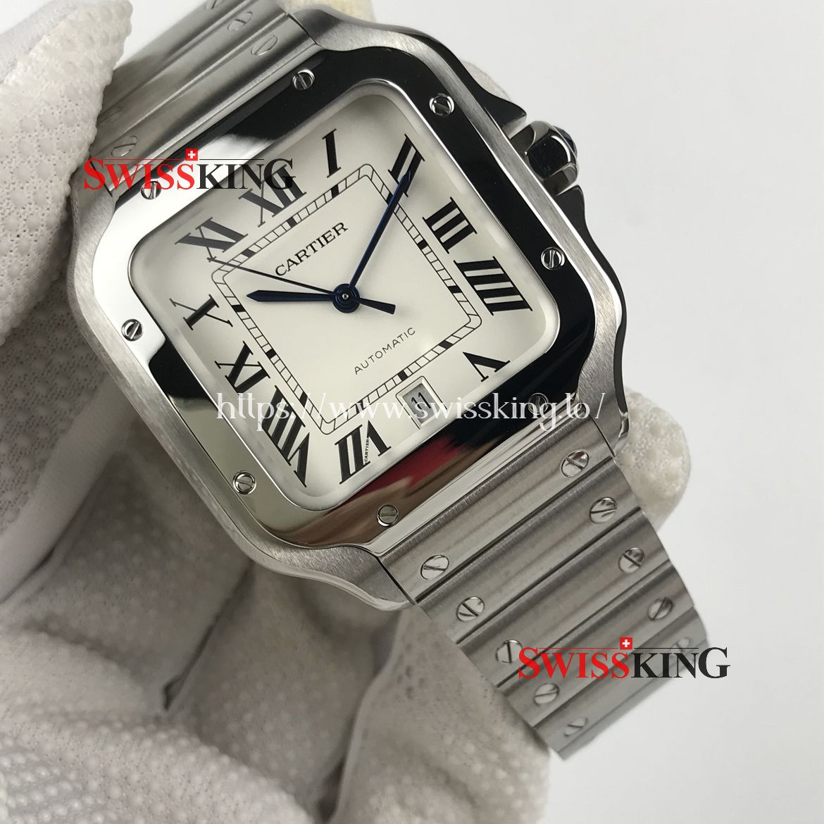CARTIER SANTOS LARGE MEN'S 39.8MM SILVER OPALINE