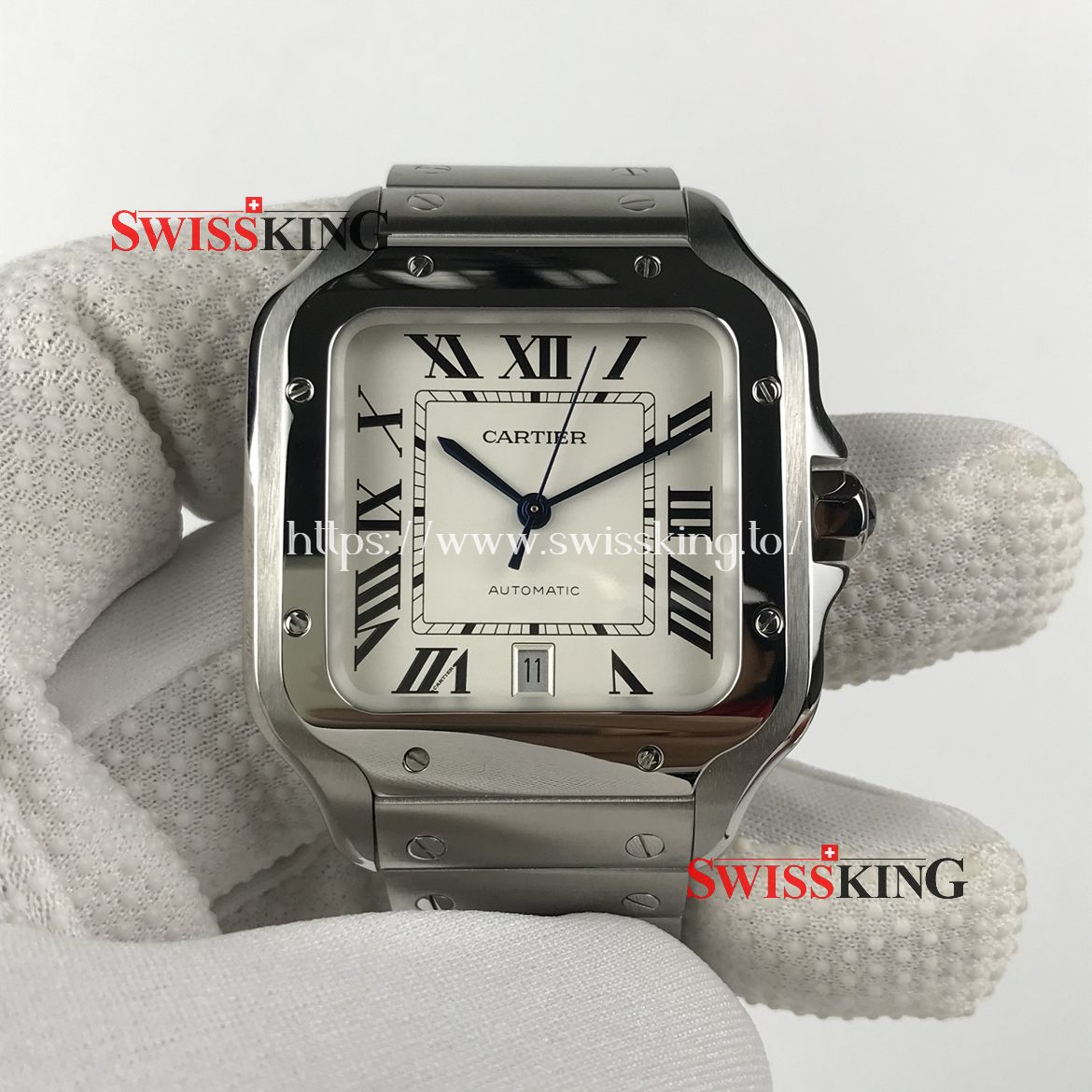 CARTIER SANTOS LARGE MEN'S 39.8MM SILVER OPALINE