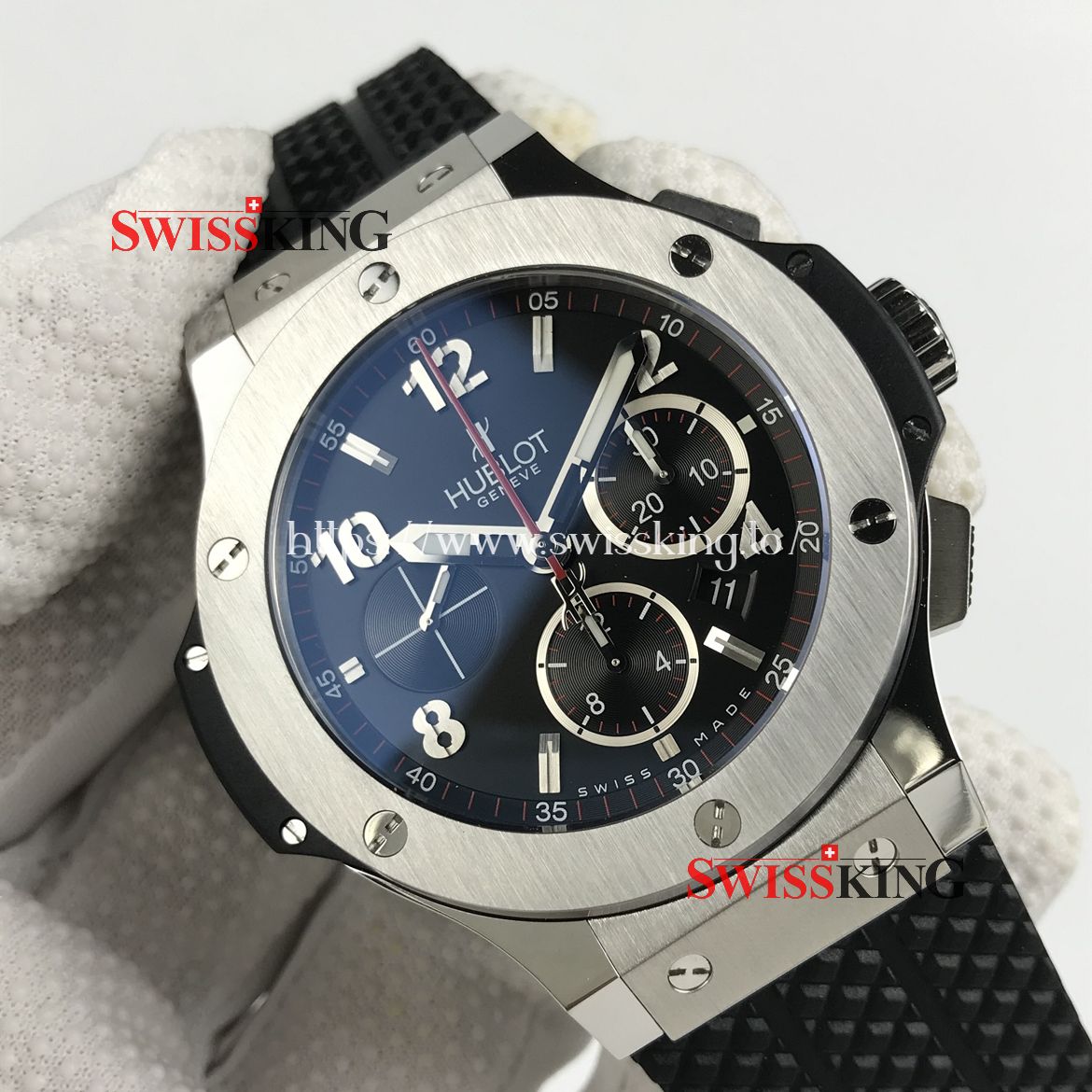 HUBLOT BIG BANG STEEL BEZEL SWISS AUTOMATIC BLACK DIAL