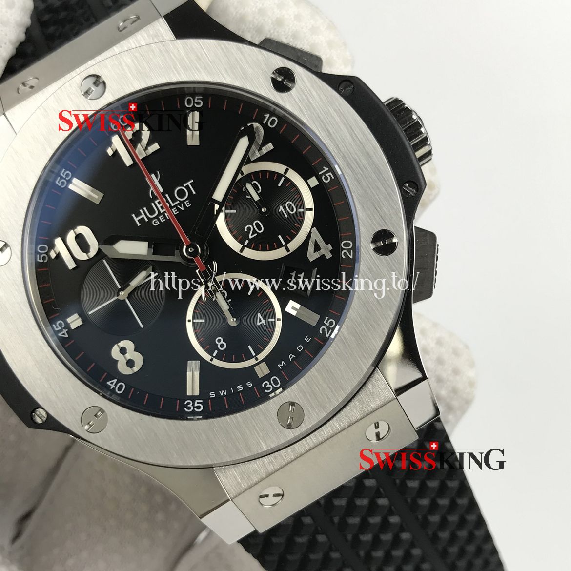 HUBLOT BIG BANG STEEL BEZEL SWISS AUTOMATIC BLACK DIAL