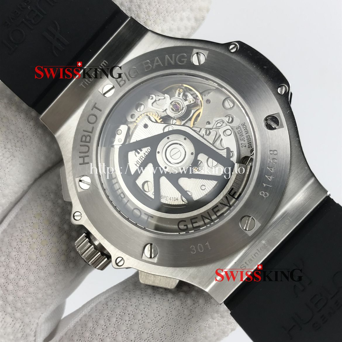 HUBLOT BIG BANG STEEL BEZEL SWISS AUTOMATIC BLACK DIAL