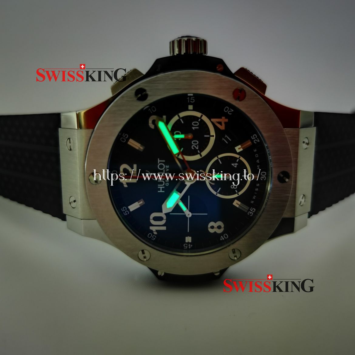 HUBLOT BIG BANG STEEL BEZEL SWISS AUTOMATIC BLACK DIAL