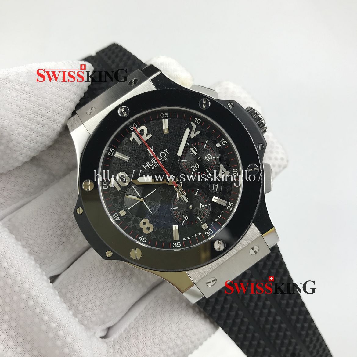 HUBLOT BIG BANG STEEL 44MM CERAMIC BEZEL BLACK DIAL