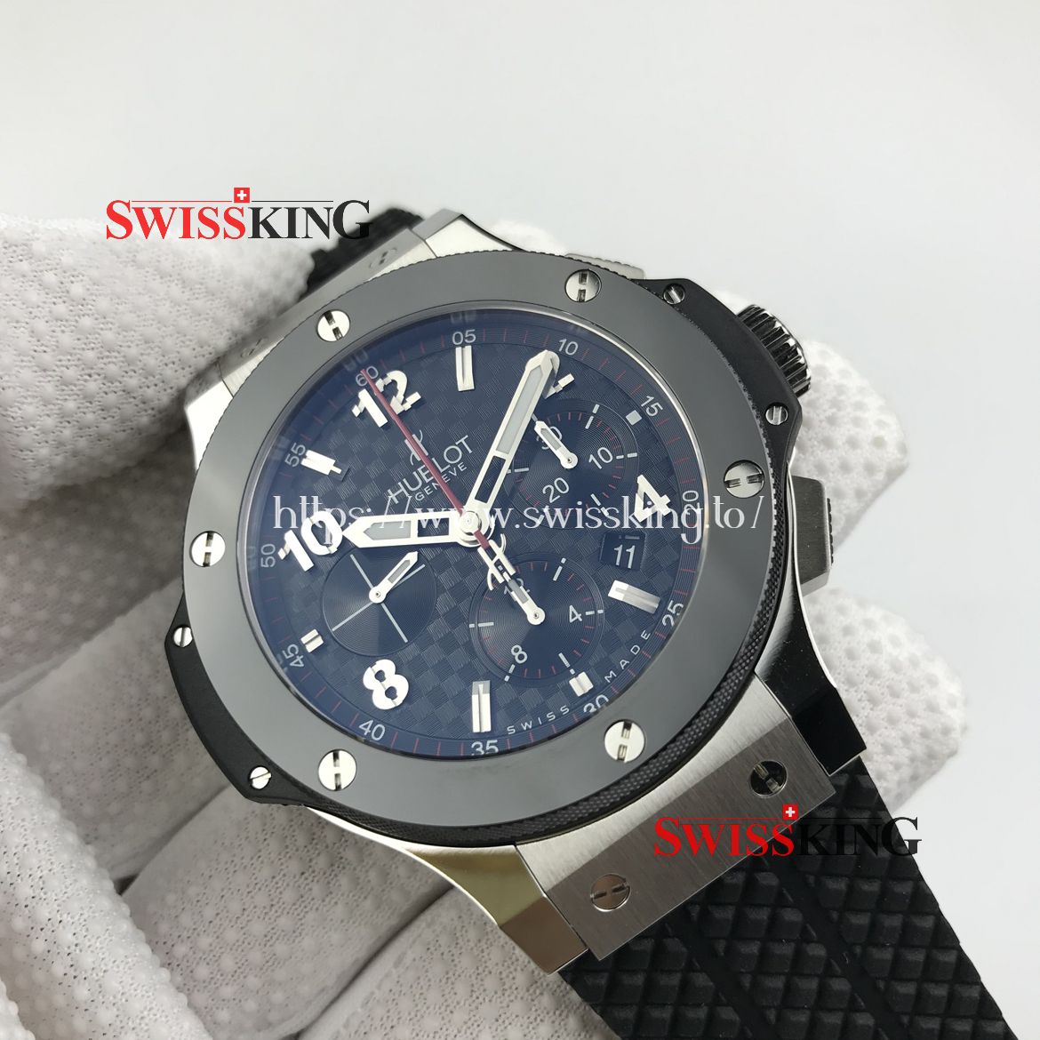 HUBLOT BIG BANG STEEL 44MM CERAMIC BEZEL BLACK DIAL