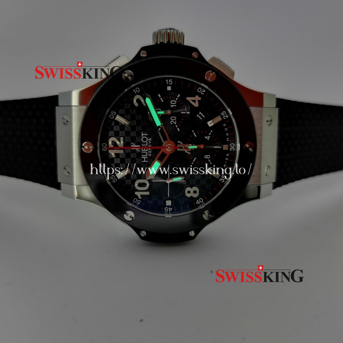 HUBLOT BIG BANG STEEL 44MM CERAMIC BEZEL BLACK DIAL
