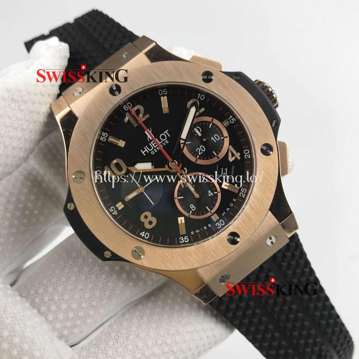 HUBLOT BIG BANG ROSE GOLD 44MM SWISS AUTOMATIC BLACK DIAL