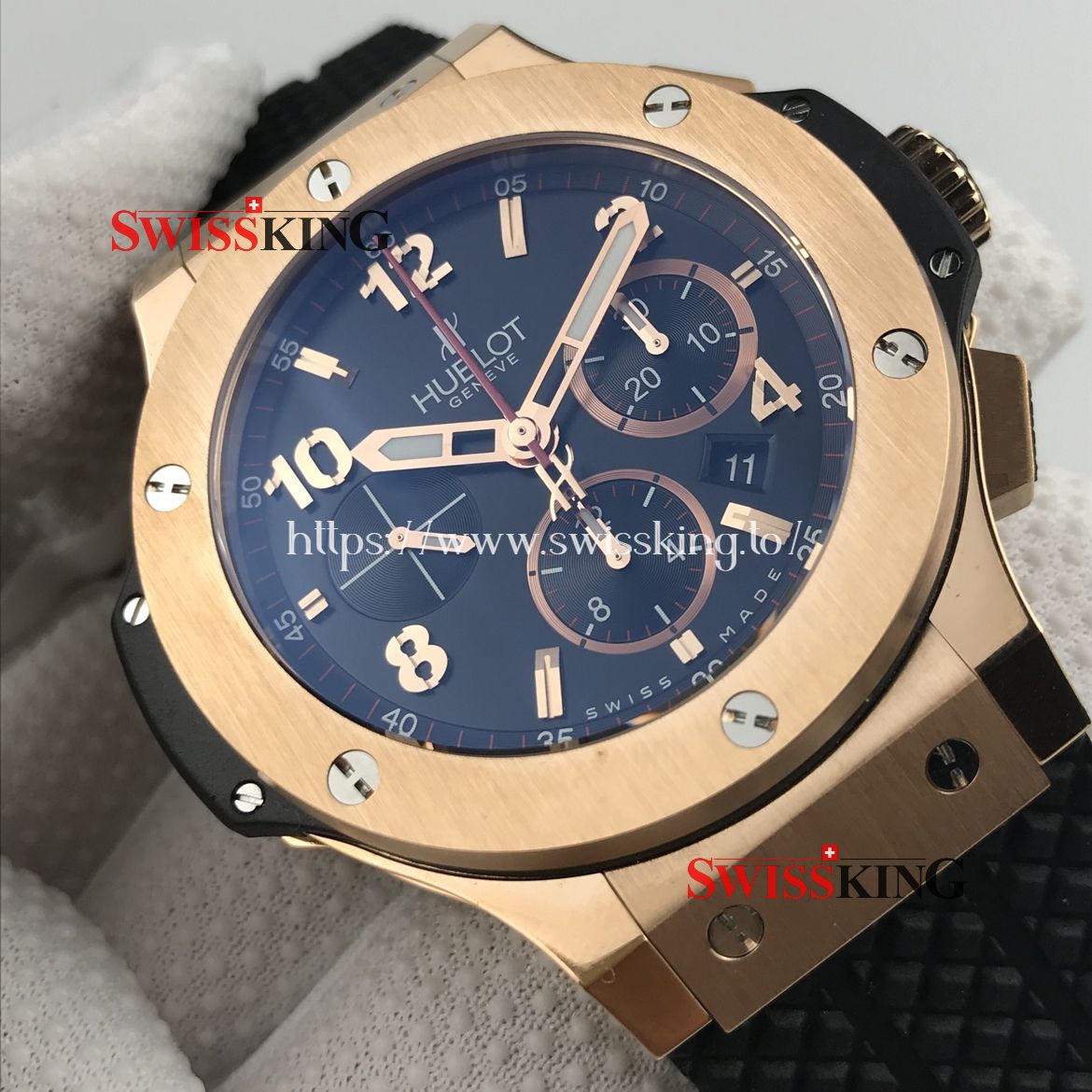 HUBLOT BIG BANG ROSE GOLD 44MM SWISS AUTOMATIC BLACK DIAL