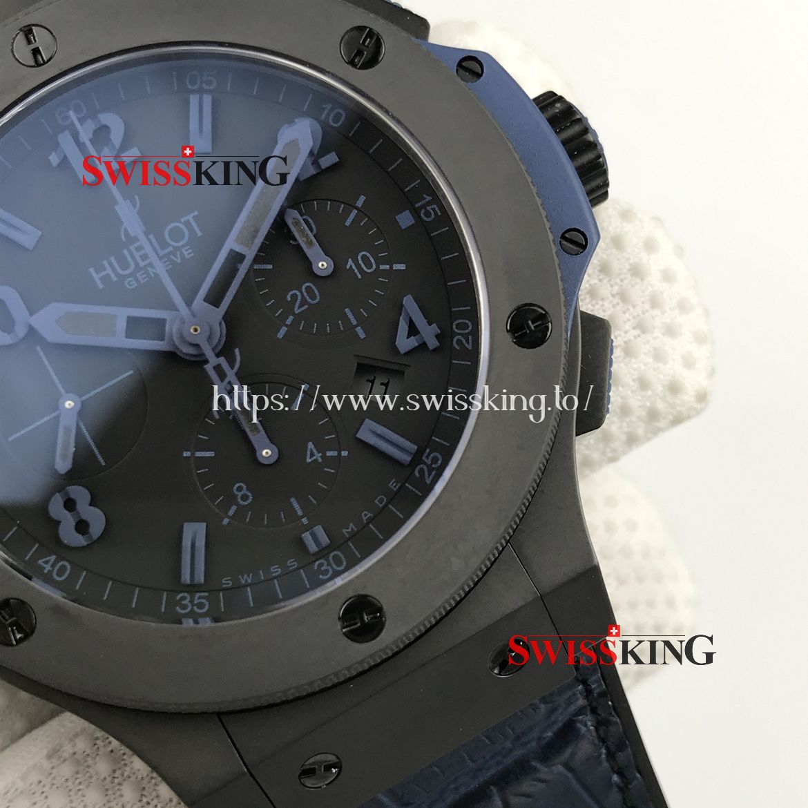 HUBLOT BIG BANG ALL BLACK BLUE LIMITED EDITION 44MM LEATHER STRAP