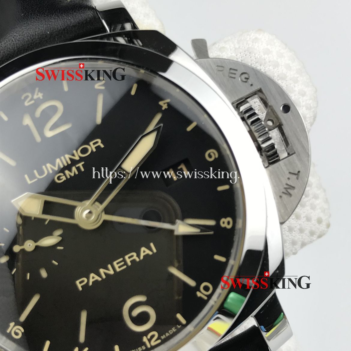 PANERAI LUMINOR MARINA 1950 3 DAYS GMT PAM 531 BLACK LEATHER STRAP