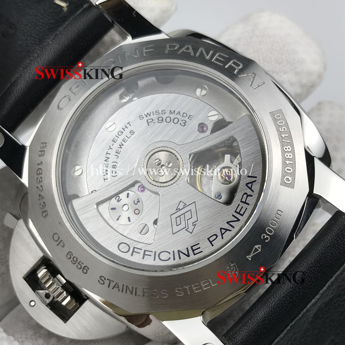 PANERAI LUMINOR MARINA 1950 3 DAYS GMT PAM 531 BLACK LEATHER STRAP