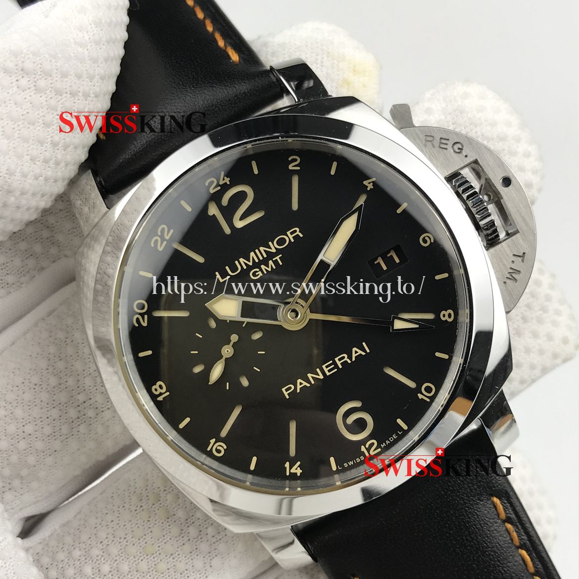 PANERAI LUMINOR MARINA 1950 3 DAYS GMT PAM 531 LEATHER STRAP