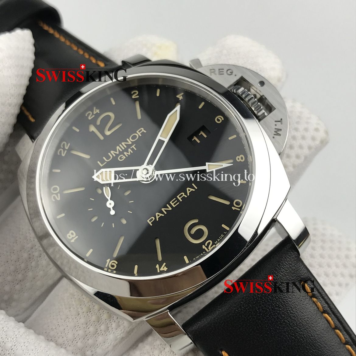 PANERAI LUMINOR MARINA 1950 3 DAYS GMT PAM 531 LEATHER STRAP