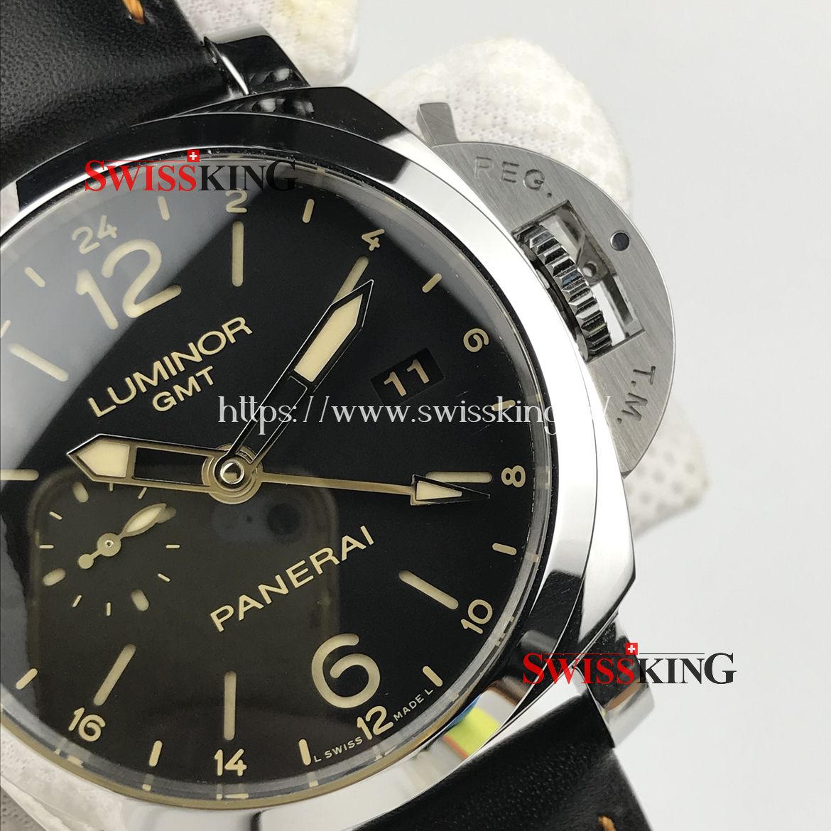 PANERAI LUMINOR MARINA 1950 3 DAYS GMT PAM 531 LEATHER STRAP