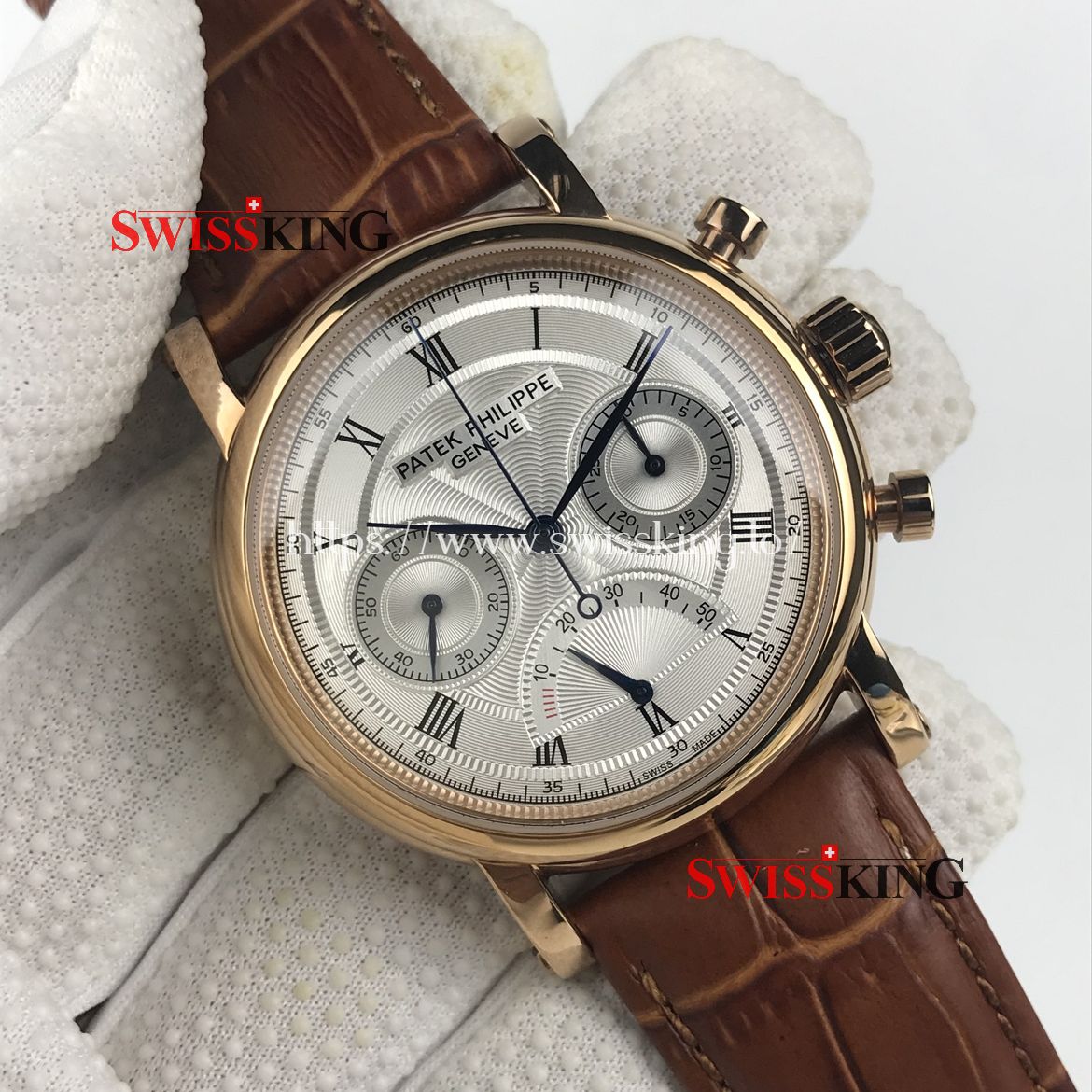 PATEK PHILIPPE CLASSIC SWISS POWER RESERVE ROSE GOLD WHITE DIAL - BROWN LEATHER STRAP