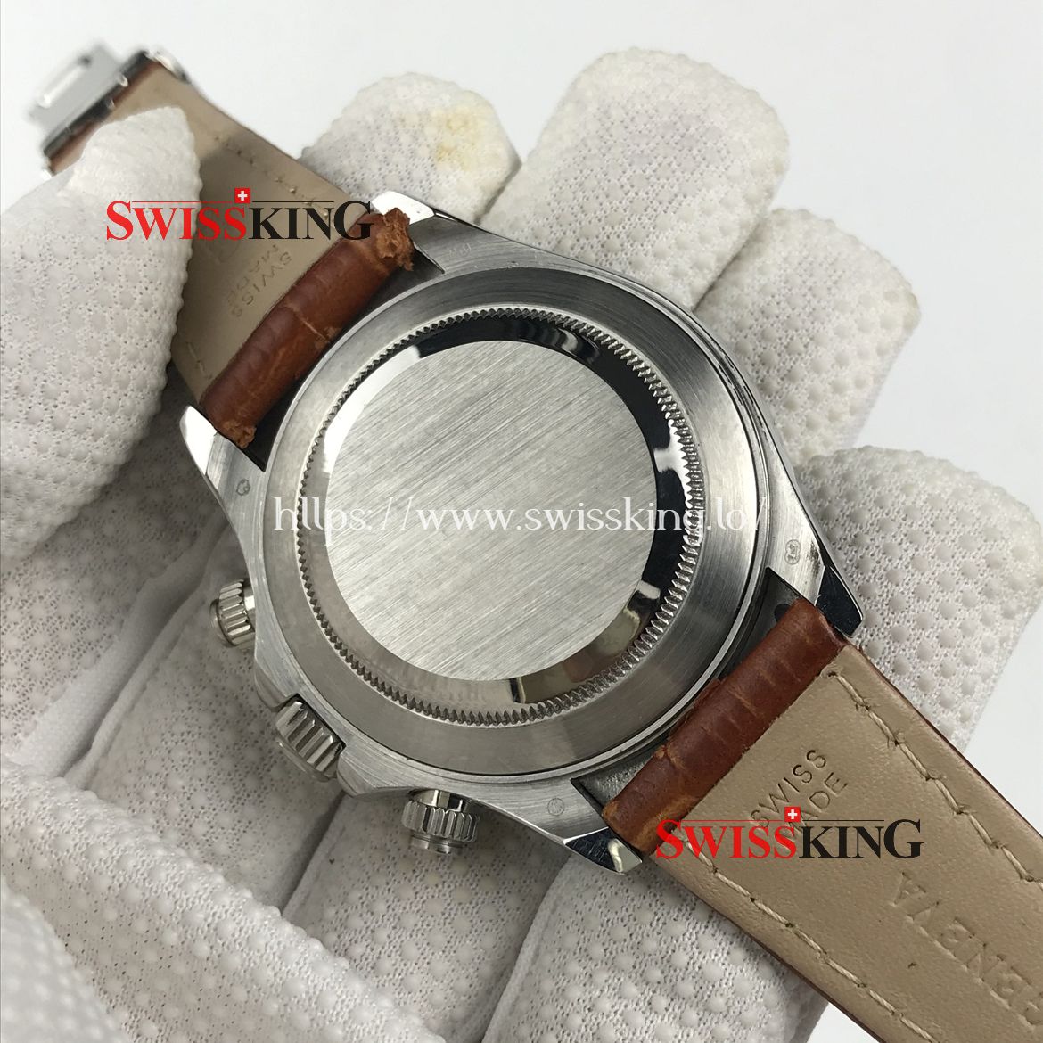 ROLEX DAYTONA SWISS AUTOMATIC MOVEMENT - METEORITE DIAL - BROWN LEATHER STRAP