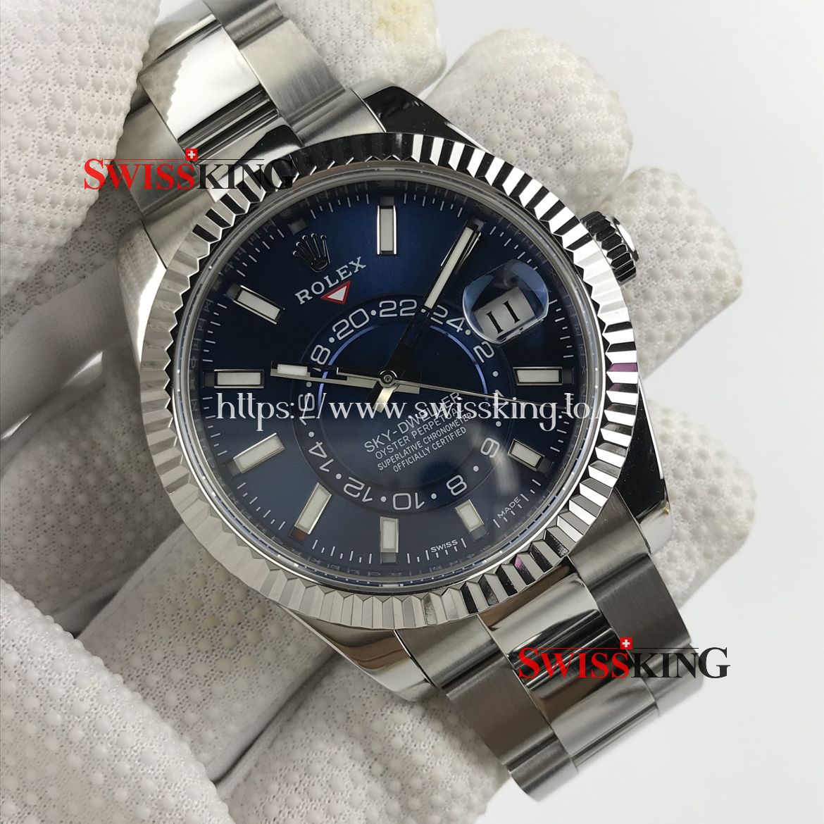 ROLEX SKY-DWELLER 326934 SWISS AUTOMATIC BRIGHT BLUE DIAL
