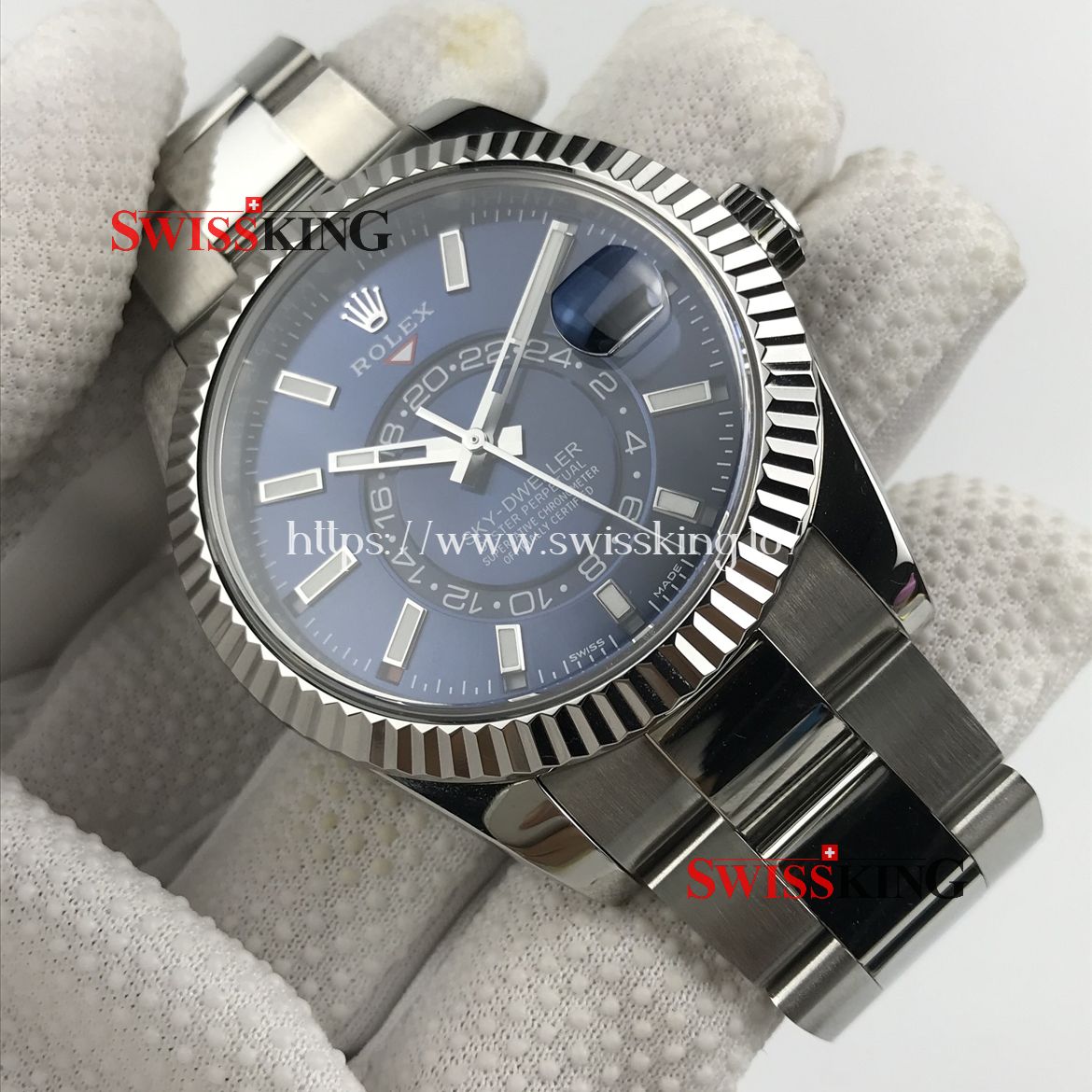 ROLEX SKY-DWELLER 326934 SWISS AUTOMATIC BRIGHT BLUE DIAL