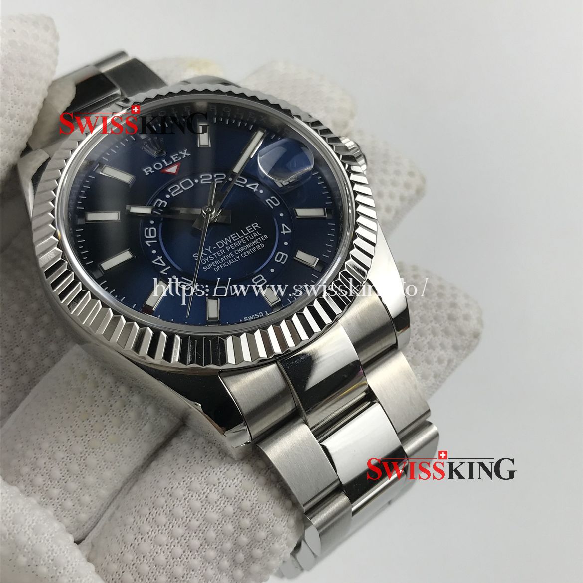 ROLEX SKY-DWELLER 326934 SWISS AUTOMATIC BRIGHT BLUE DIAL