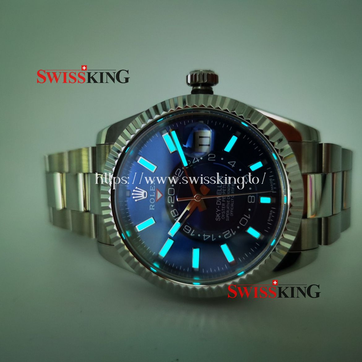 ROLEX SKY-DWELLER 326934 SWISS AUTOMATIC BRIGHT BLUE DIAL