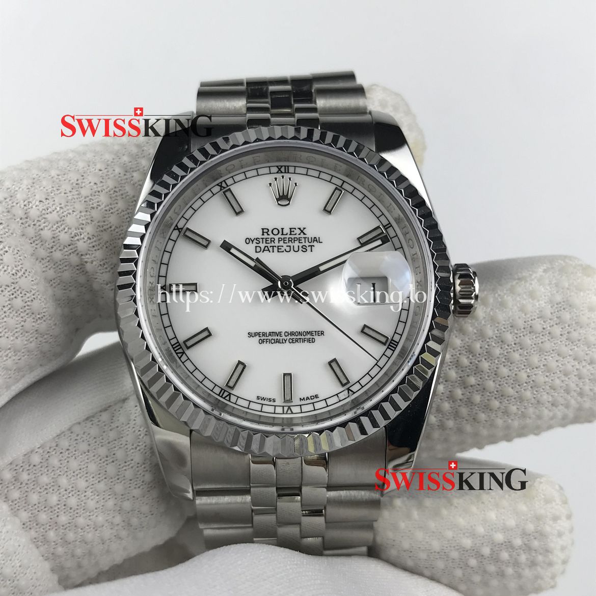ROLEX DATEJUST 116234 FLUTED BEZEL SILVER DIAL