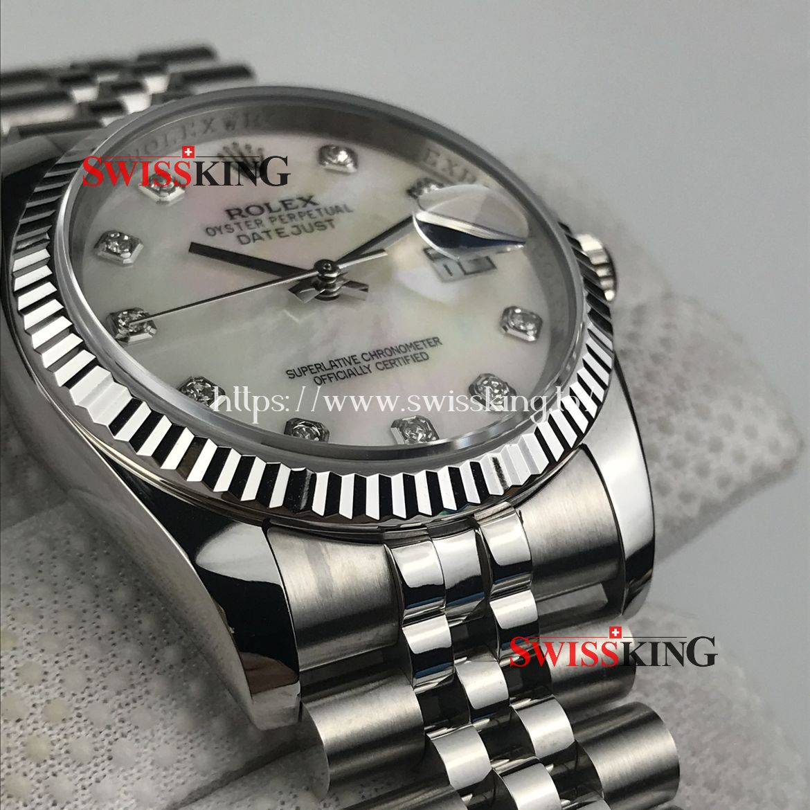 ROLEX DATEJUST 116234 FLUTED BEZEL MOTHER OF PEARL DIAMONDS DIAL