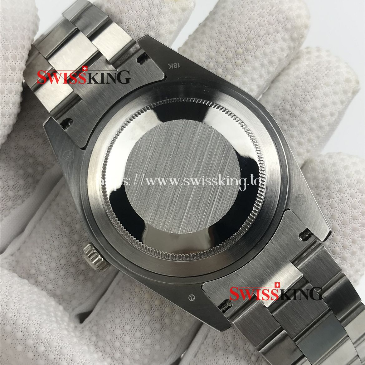 ROLEX DAY-DATE II 218239 FLUTED BEZEL SILVER ROMAN DIAL