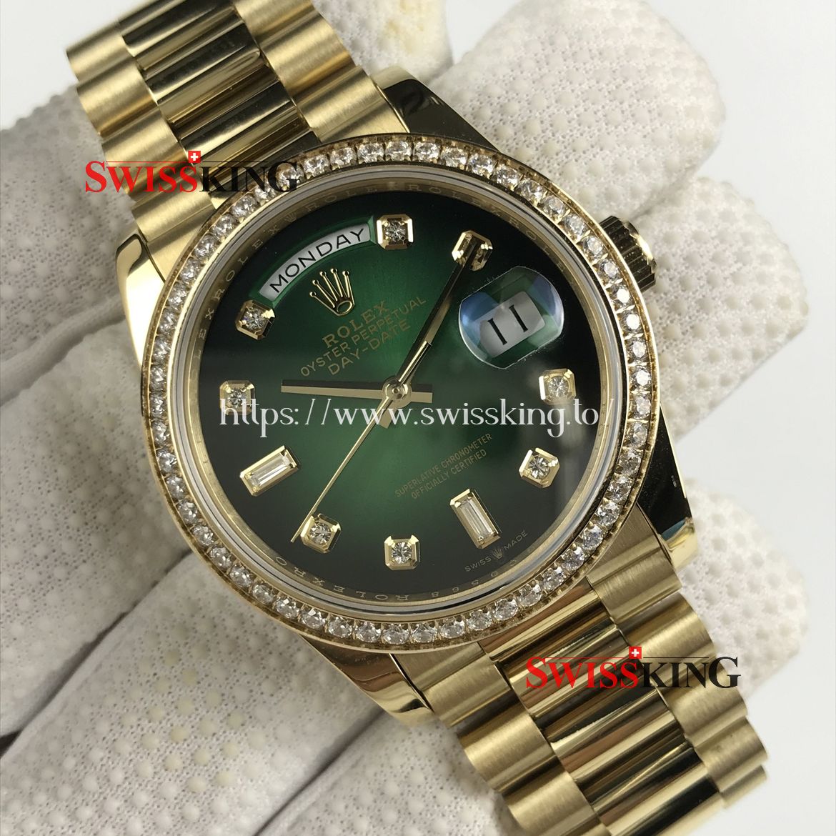 ROLEX DAY-DATE 36MM 128348RBR GREEN OMBRÉ DIAL