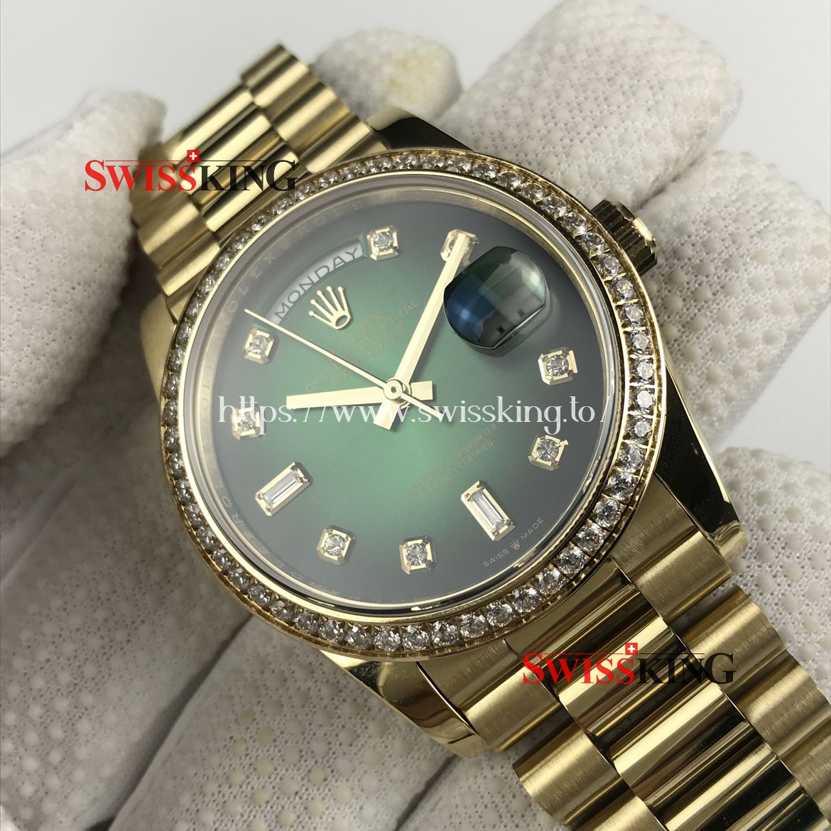 ROLEX DAY-DATE 36MM 128348RBR GREEN OMBRÉ DIAL