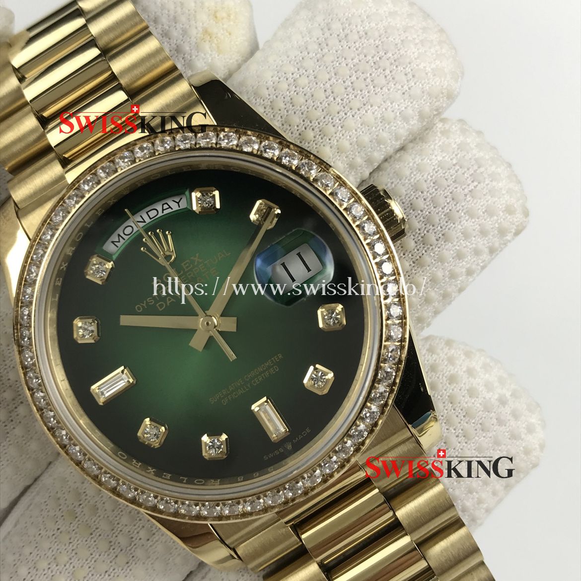 ROLEX DAY-DATE 36MM 128348RBR GREEN OMBRÉ DIAL