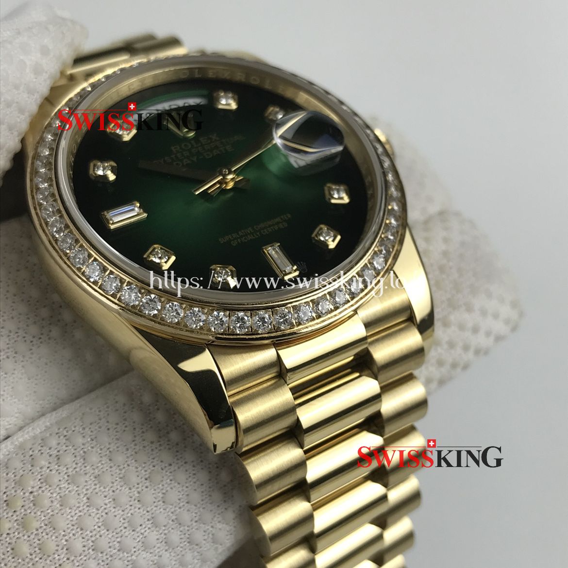 ROLEX DAY-DATE 36MM 128348RBR GREEN OMBRÉ DIAL