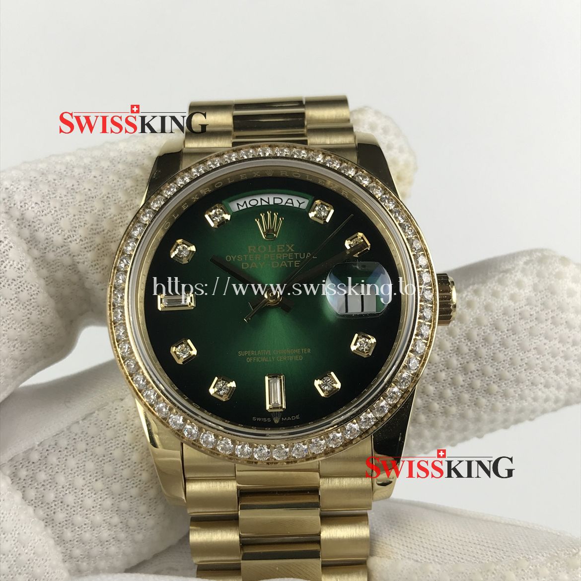 ROLEX DAY-DATE 36MM 128348RBR GREEN OMBRÉ DIAL