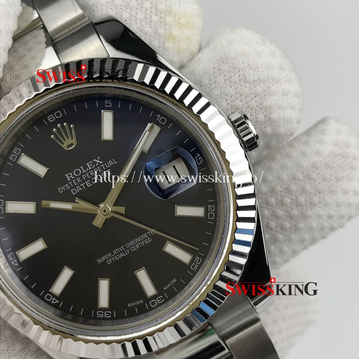 ROLEX DATEJUST II 116334 FLUTED BEZEL OYSTER BRACELET BLUE DIAL