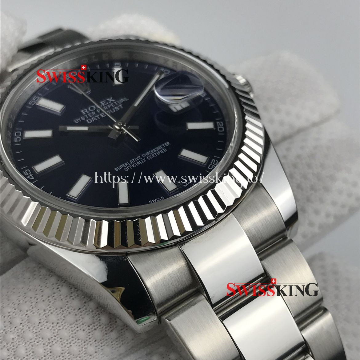 ROLEX DATEJUST II 116334 FLUTED BEZEL OYSTER BRACELET BLUE DIAL