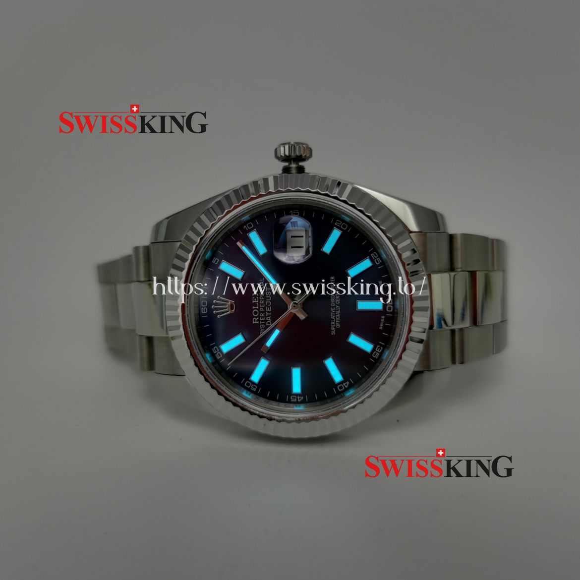 ROLEX DATEJUST II 116334 FLUTED BEZEL OYSTER BRACELET BLUE DIAL