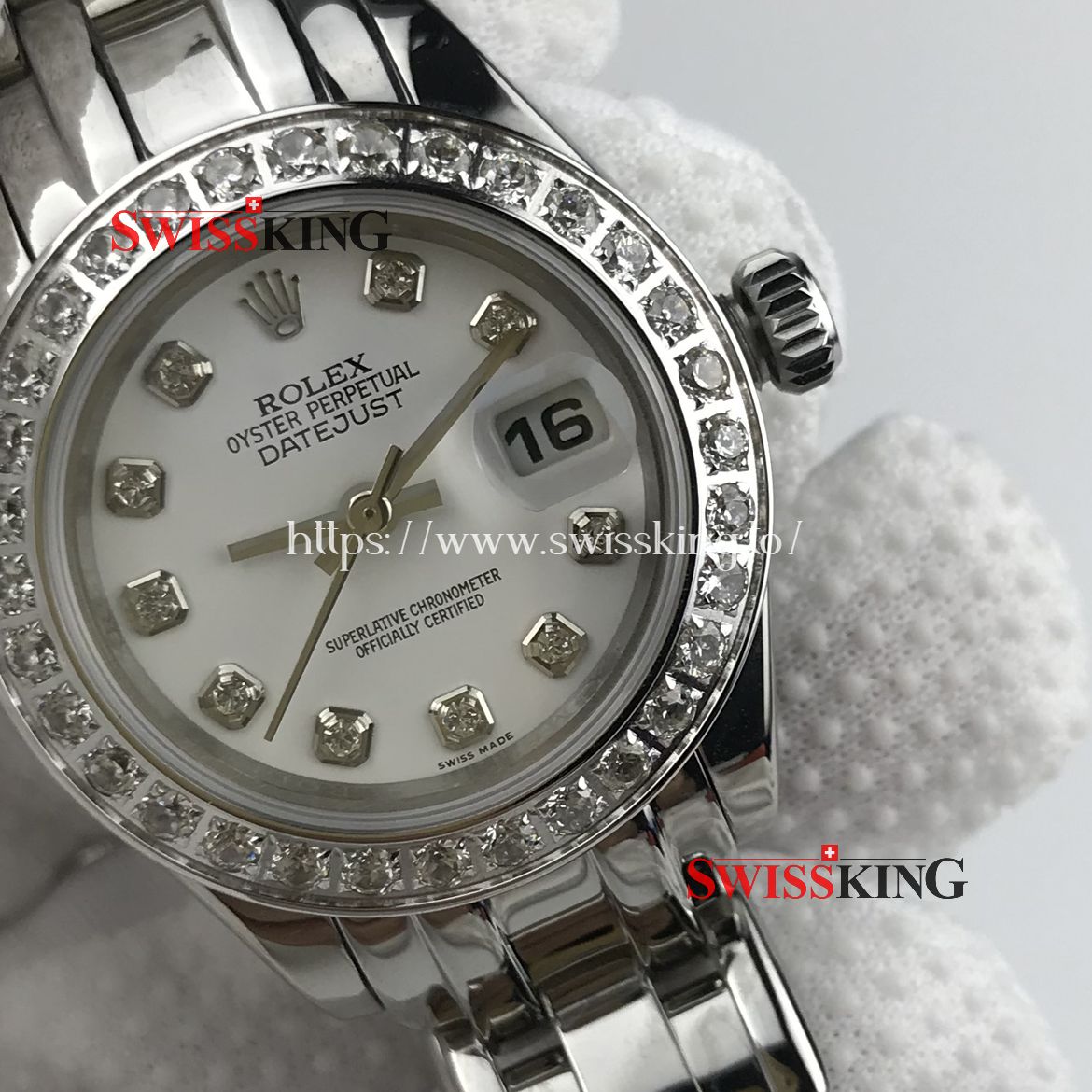 ROLEX PEARLMASTER MASTERPIECE 80319 DIAMOND BEZEL WHITE DIAL