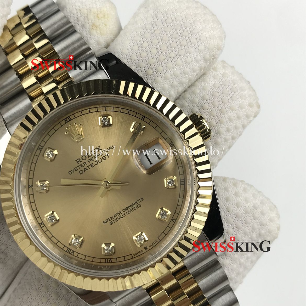 ROLEX DATEJUST II 116333 FLUTED BEZEL CHAMPAGNE DIAMOND DIAL
