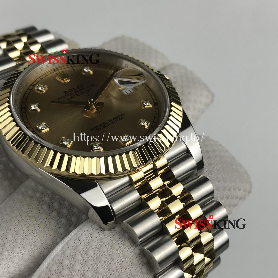 ROLEX DATEJUST II 116333 FLUTED BEZEL CHAMPAGNE DIAMOND DIAL