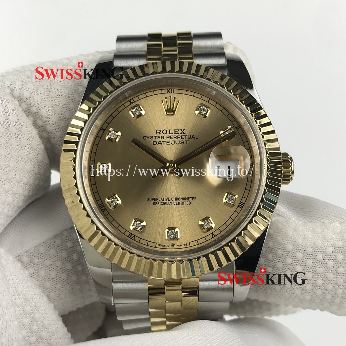 ROLEX DATEJUST II 116333 FLUTED BEZEL CHAMPAGNE DIAMOND DIAL