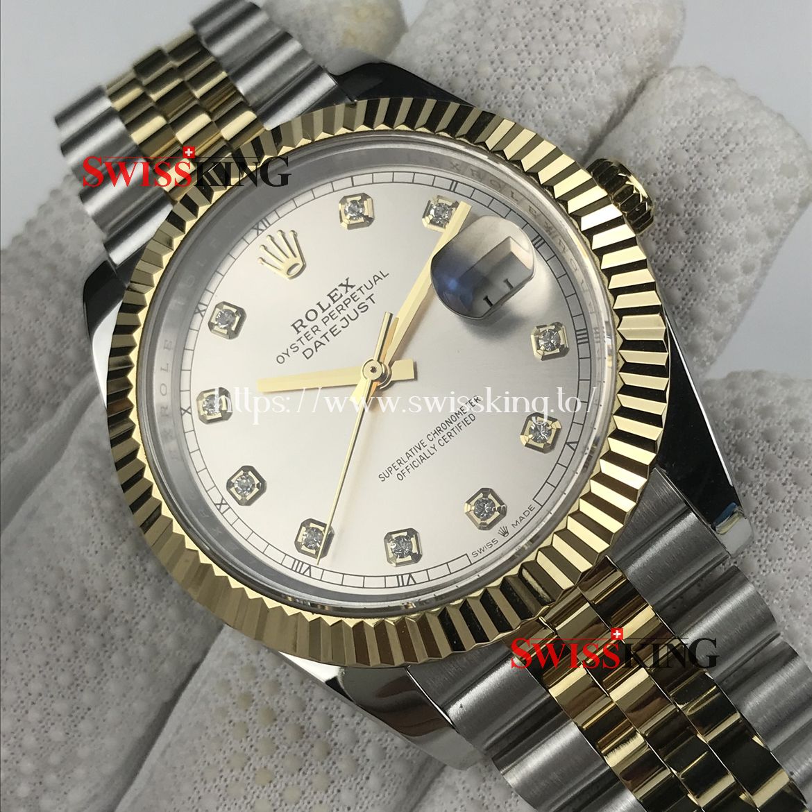 ROLEX DATEJUST II 116333 FLUTED BEZEL SILVER DIAMOND DIAL