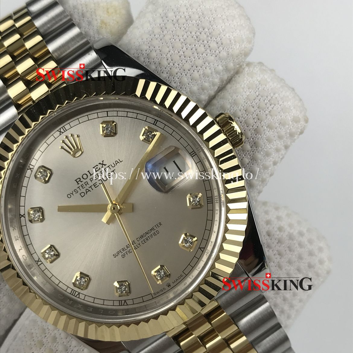 ROLEX DATEJUST II 116333 FLUTED BEZEL SILVER DIAMOND DIAL